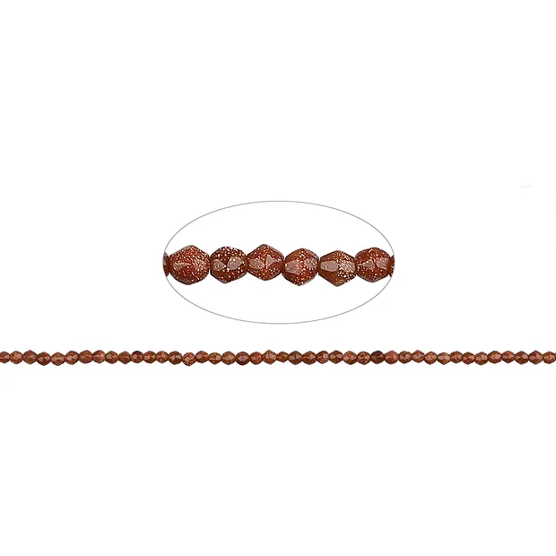 String Beads, Gold stone brown (synt. Glass), faceted, 02mm | Marco Schreier