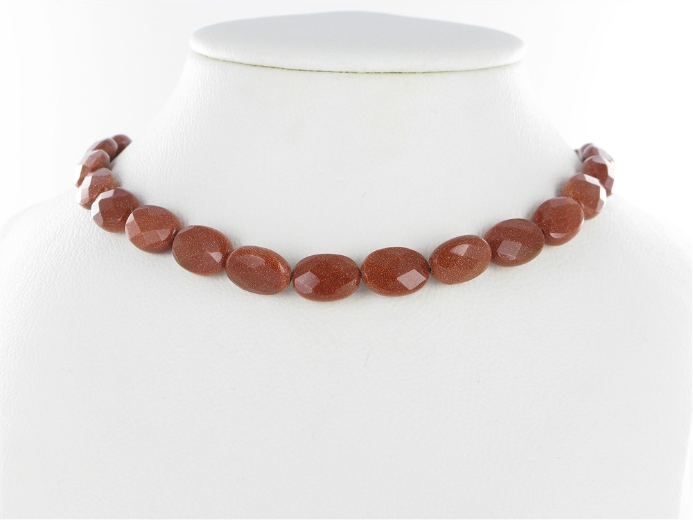 Strand Lense, Gold stone brown (synt. Glass), faceted, 14 x 10mm | Marco Schreier