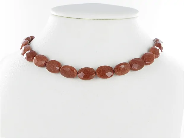 Strand Lense, Gold stone brown (synt. Glass), faceted, 14 x 10mm | Marco Schreier