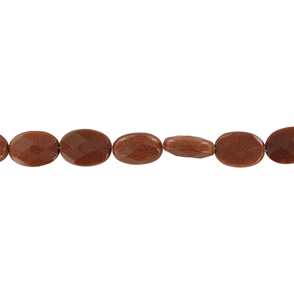Strand Lense, Gold stone brown (synt. Glass), faceted, 14 x 10mm | Marco Schreier