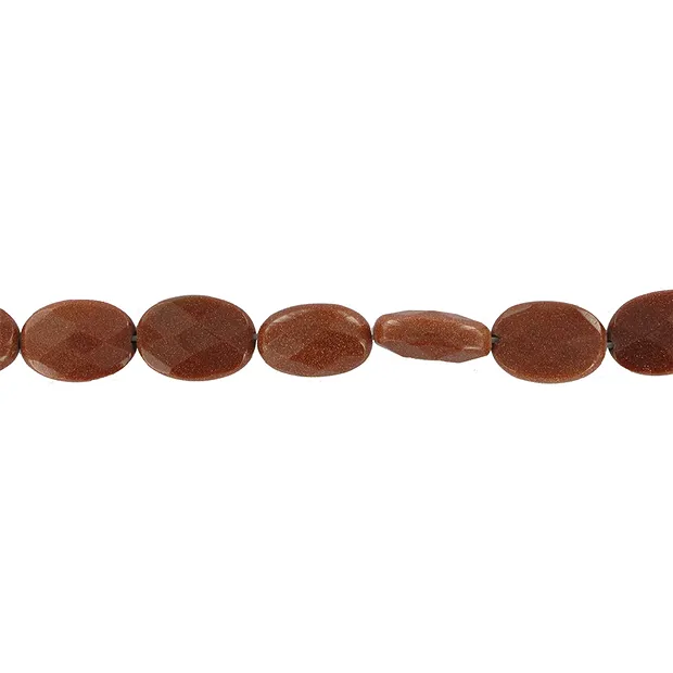 Strand Lense, Gold stone brown (synt. Glass), faceted, 14 x 10mm | Marco Schreier