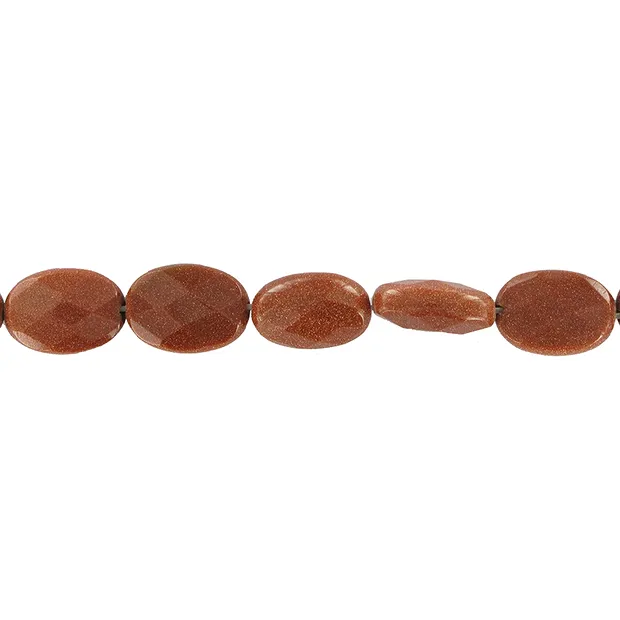 Strand Lense, Gold stone brown (synt. Glass), faceted, 18 x 13mm | Marco Schreier