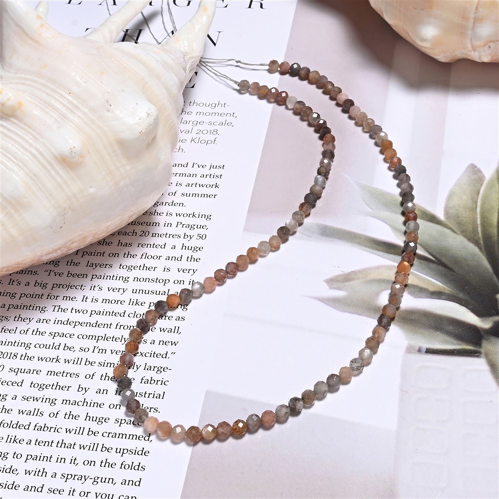 Rang de collier boules, pierre de lune (Arusha), 04mm, à facettes, (39cm) | Marco Schreier