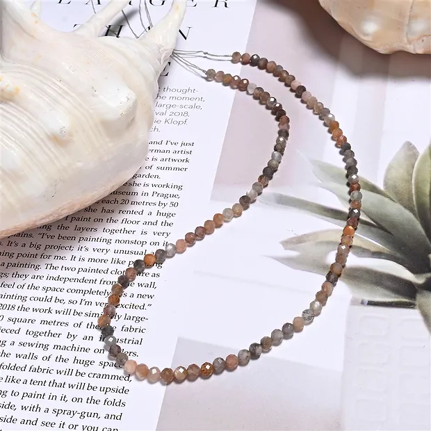 String Beads, Moonstone (Arusha), 04mm, faceted, (39cm) | Marco Schreier