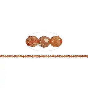 String Beads, Sunstone A, faceted, 03mm (39cm) | gems, healing stones & jewelry
