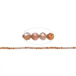 142130104826 String Beads, sunstone (gold), 03mm, faceted (39cm) | Marco Schreier