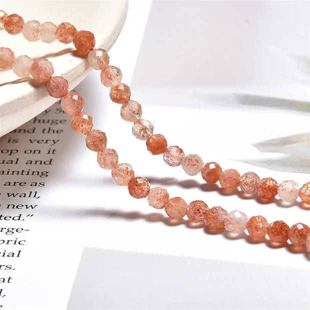 String Beads, Sunstone 04mm, faceted | wholesaler gems, healing stones & jewelry