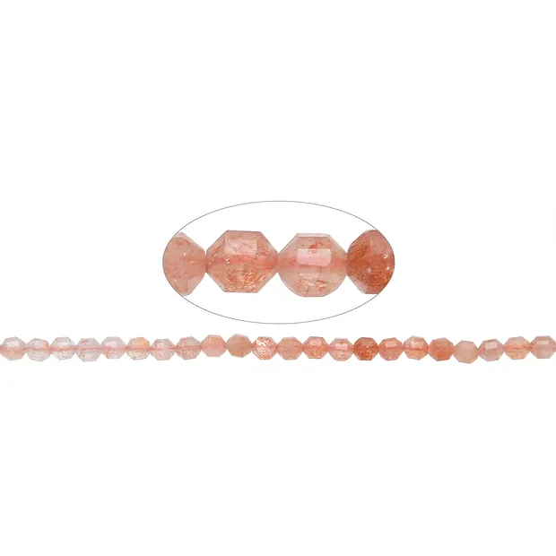 String Beads, Sunstone, faceted, 05mm (39cm) | wholesaler gems & healing stones