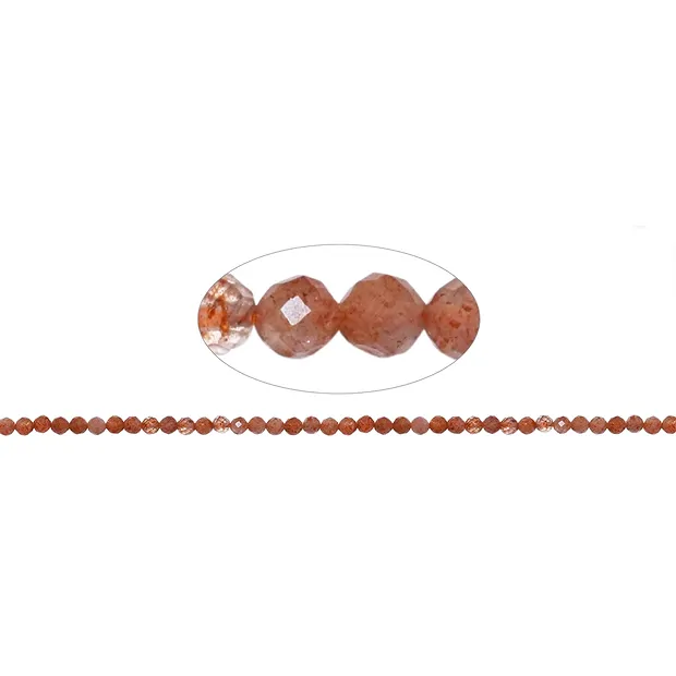 Rang de colliers boules, Pierre de soleil, à facettes, 03,5mm (38cm) | Marco Schreier