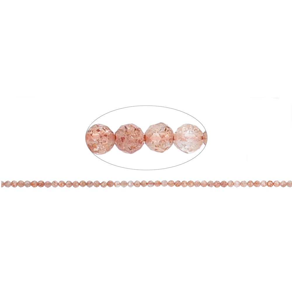 Rang de collier boules, Pierre de soleil, à facettes, 02mm (39cm) | Marco Schreier