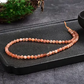 String Beads, Sunstone A, 05.5 - 06mm, faceted | gems, healing stones & jewelry