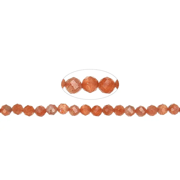 String Beads, Sunstone A, 05.5 - 06mm, faceted | gems, healing stones & jewelry