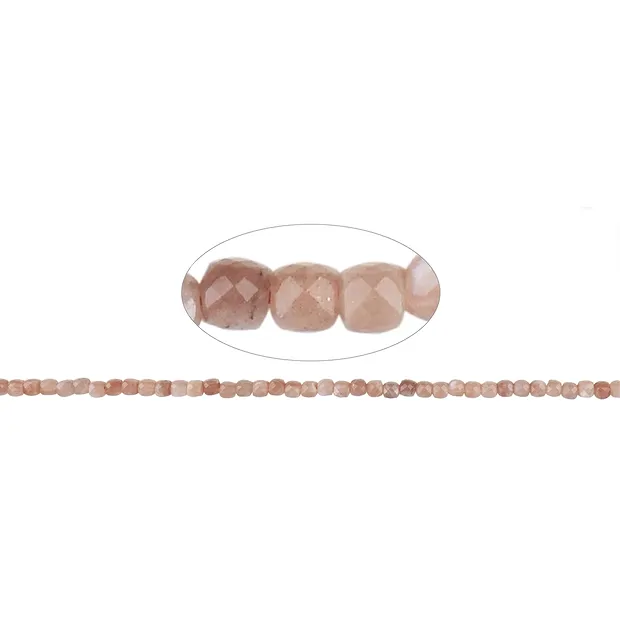 Strand cube, sunstone B, faceted, 04mm (39cm) | wholesaler gems & healing stones