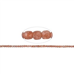 142130208421 Strand cube, sunstone A, faceted, 04mm (39cm) | wholesaler gems & healing stones