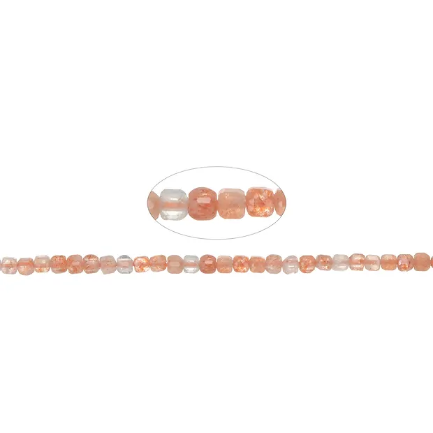 Filo di cubi, Pietra del sole, sfaccettata, 02 x 02 x 02 mm (39 cm) | Marco Schreier