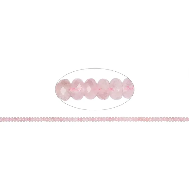 Button strand, Morganite, faceted, 02 x 04mm | wholesaler gems & healing stones