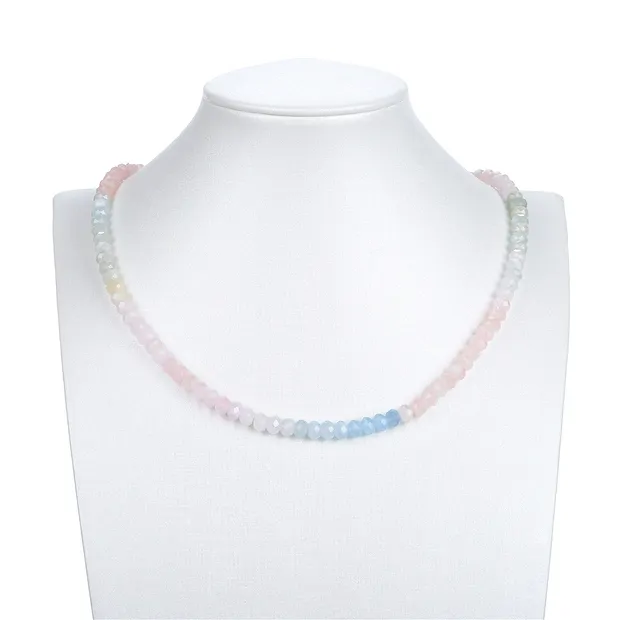 Collar de botones, berilo (Aguamarina, Morganita), 04 x 06mm (39cm) | Marco Schreier