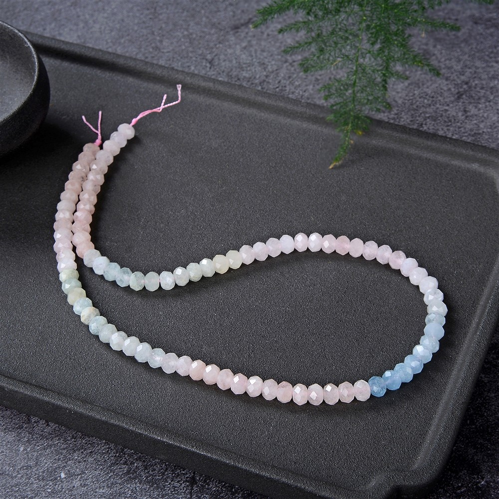 Strang Button, Beryll (Aquamarin, Morganit), 04 x 06mm (39cm) | Marco Schreier