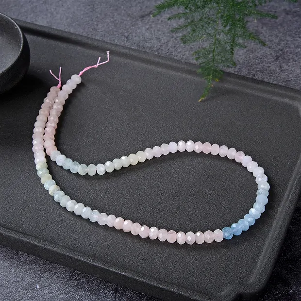Collar de botones, berilo (Aguamarina, Morganita), 04 x 06mm (39cm) | Marco Schreier