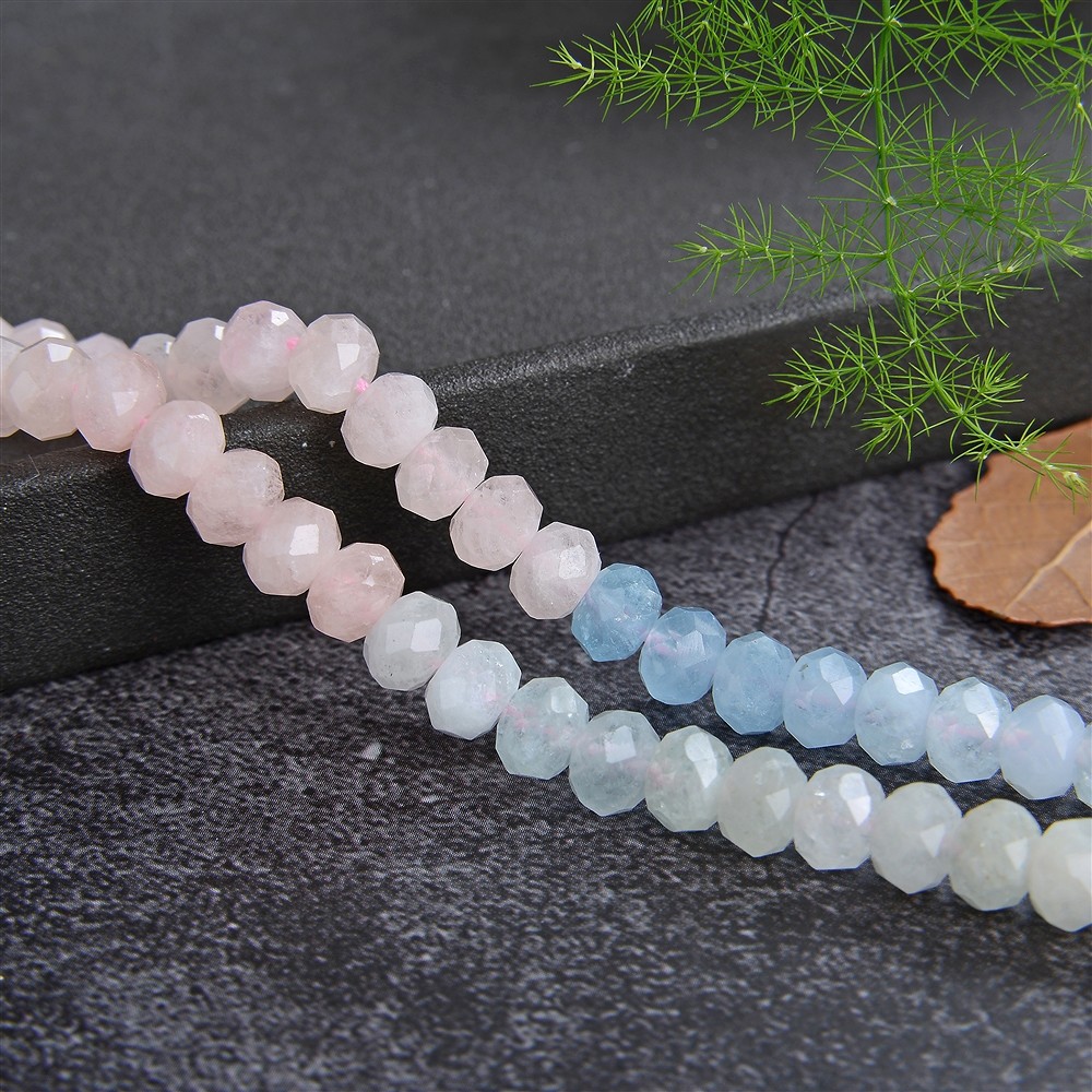 Strang Button, Beryll (Aquamarin, Morganit), 04 x 06mm (39cm) | Marco Schreier