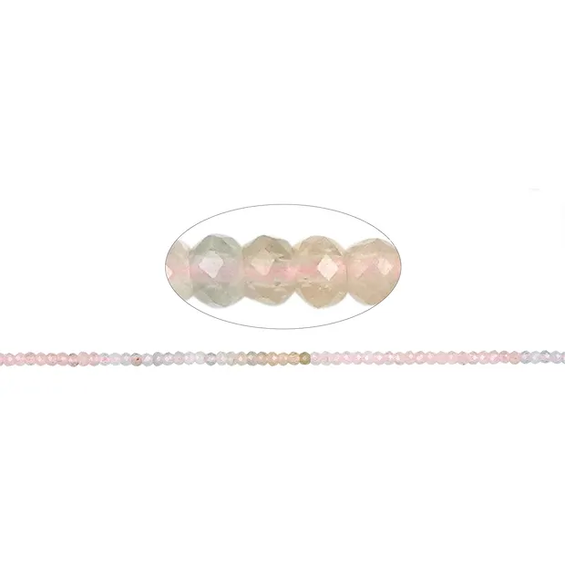 Rang de collier Boutons, Morganite, facetté, 02 x 03mm, couleurs assorties | Marco Schreier