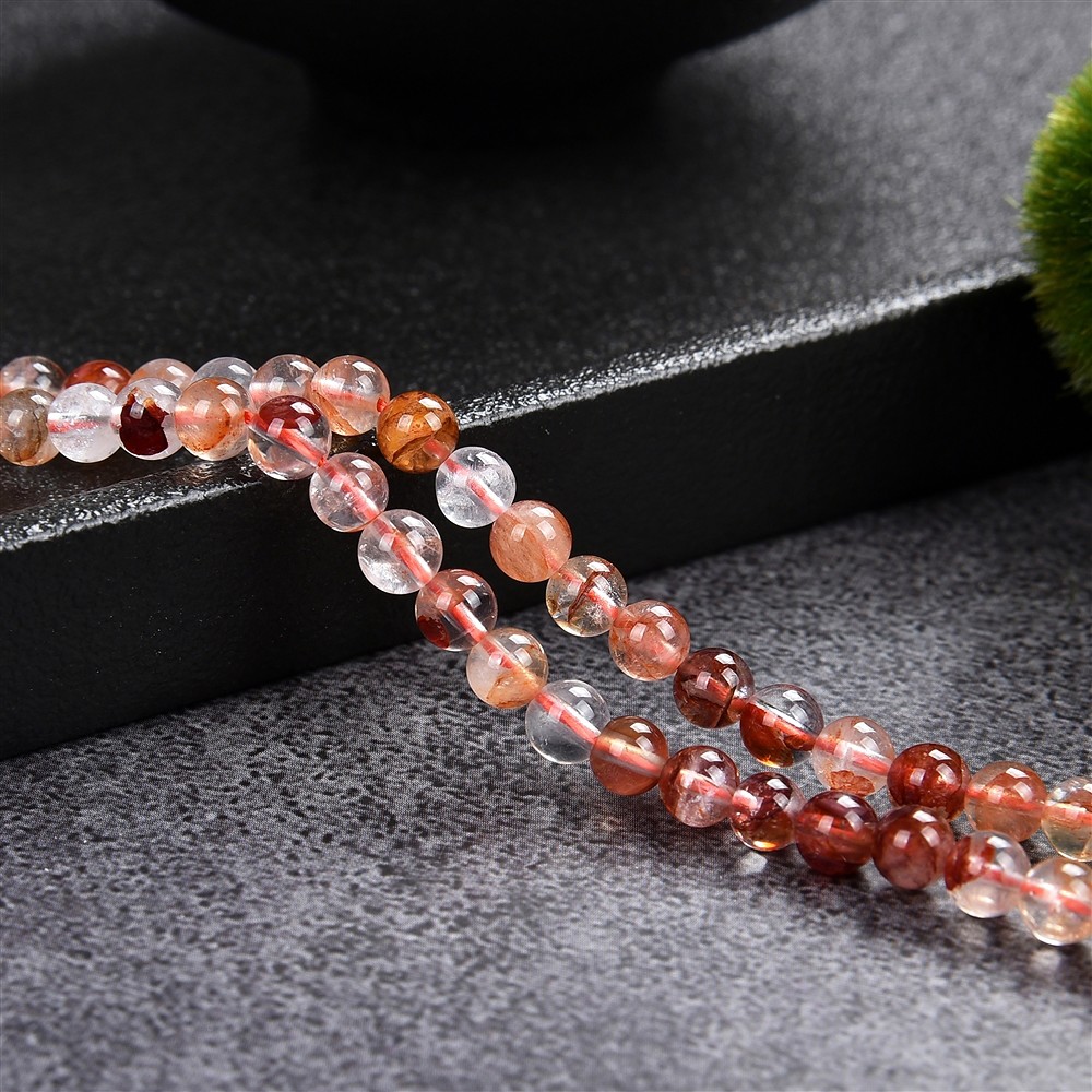 Rang de colliers boules, Quartz avec hématite, 04mm (39cm) | Marco Schreier