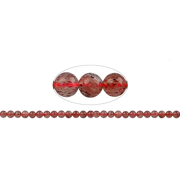 Filo di perline, Quarzo ematite, 06 mm | grossista gemme e pietre curative