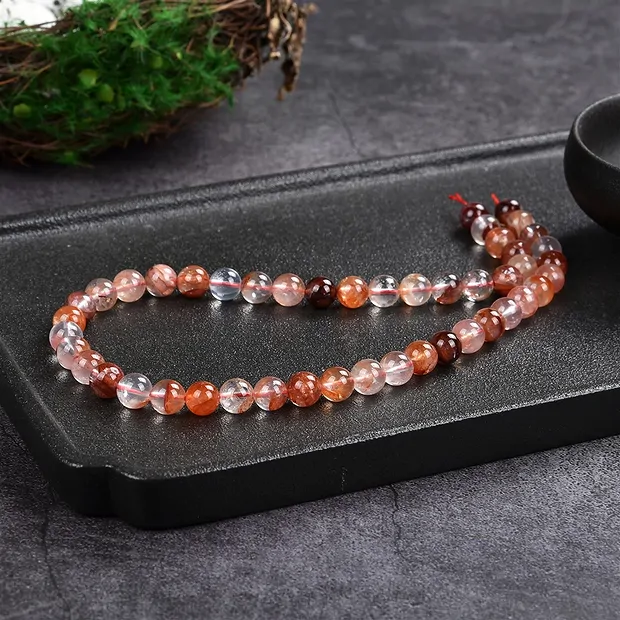 Rang de colliers boules, Quartz avec hématite, 08mm (39cm) | Marco Schreier