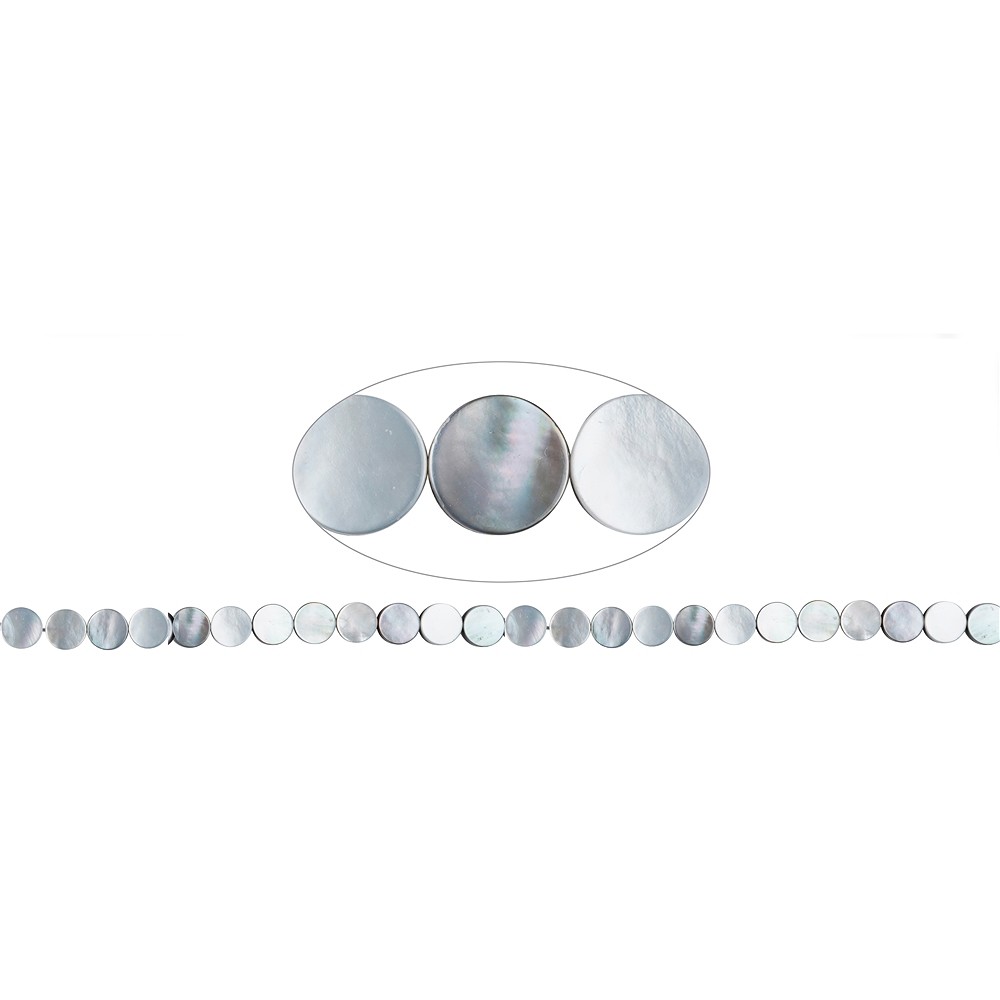 Coin strand, Mother of Pearl (dark), 08mm | wholesaler gems &amp; healing stones