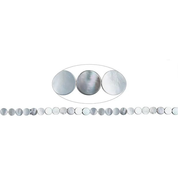 Coin strand, Mother of Pearl (dark), 08mm | wholesaler gems & healing stones