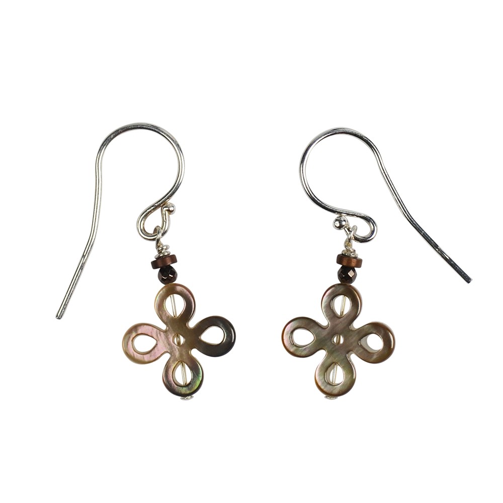 Rang de collier, noeud chinois, nacre (foncée), 13 x 13mm | Marco Schreier