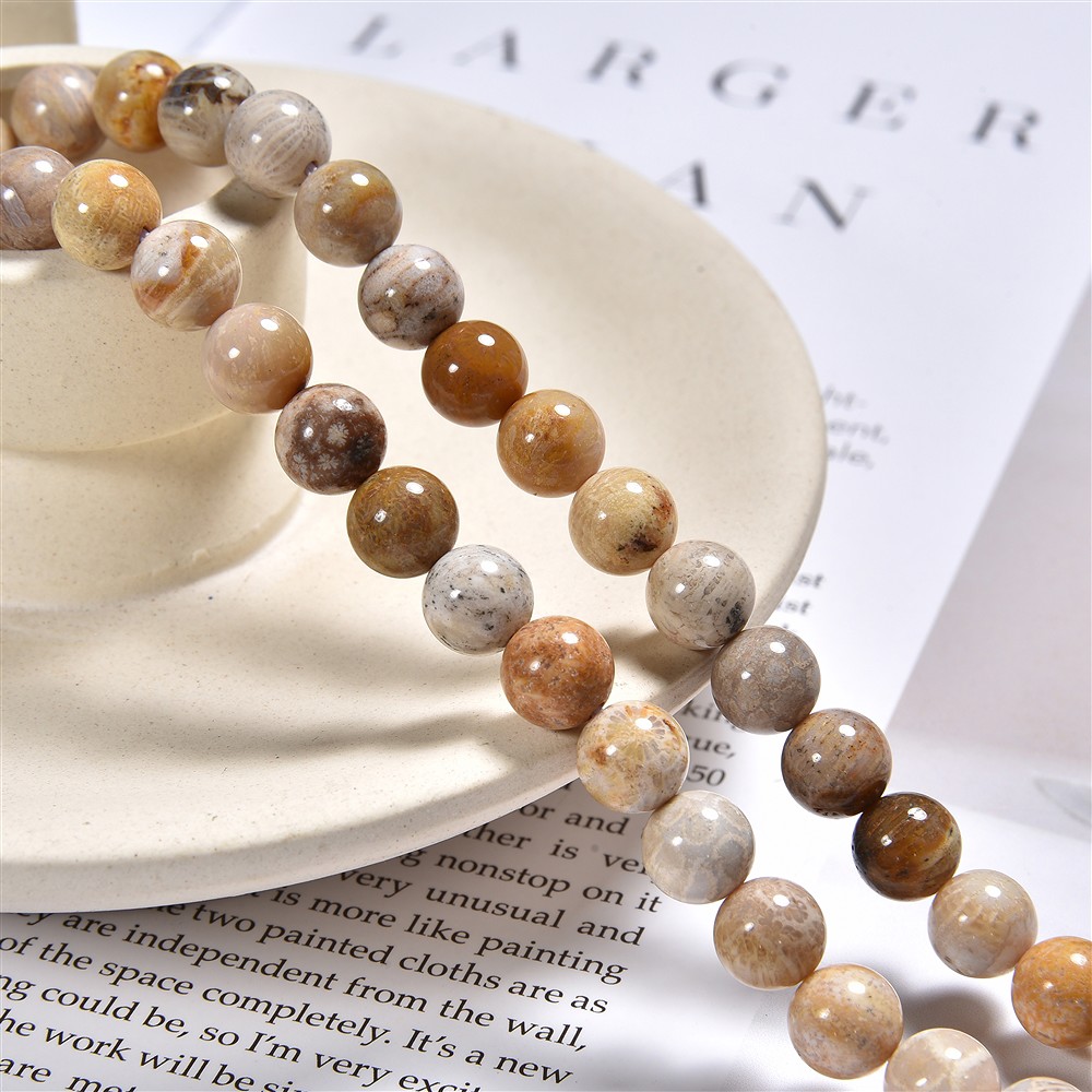 Cuentas de piedras preciosas, Coral petrificado, 08mm | Marco Schreier