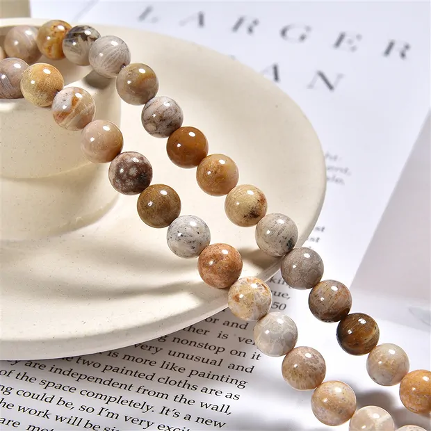 Strang Kugeln, versteinerte Koralle, 08mm | GH Edelsteine, Heilsteine & Schmuck