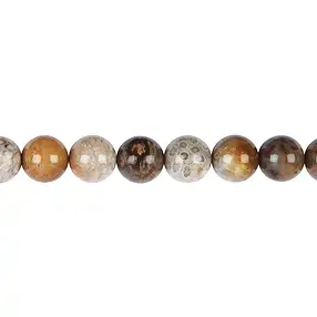Rang de colliers boules, Corail fossilisé, 10mm (39cm) | Marco Schreier
