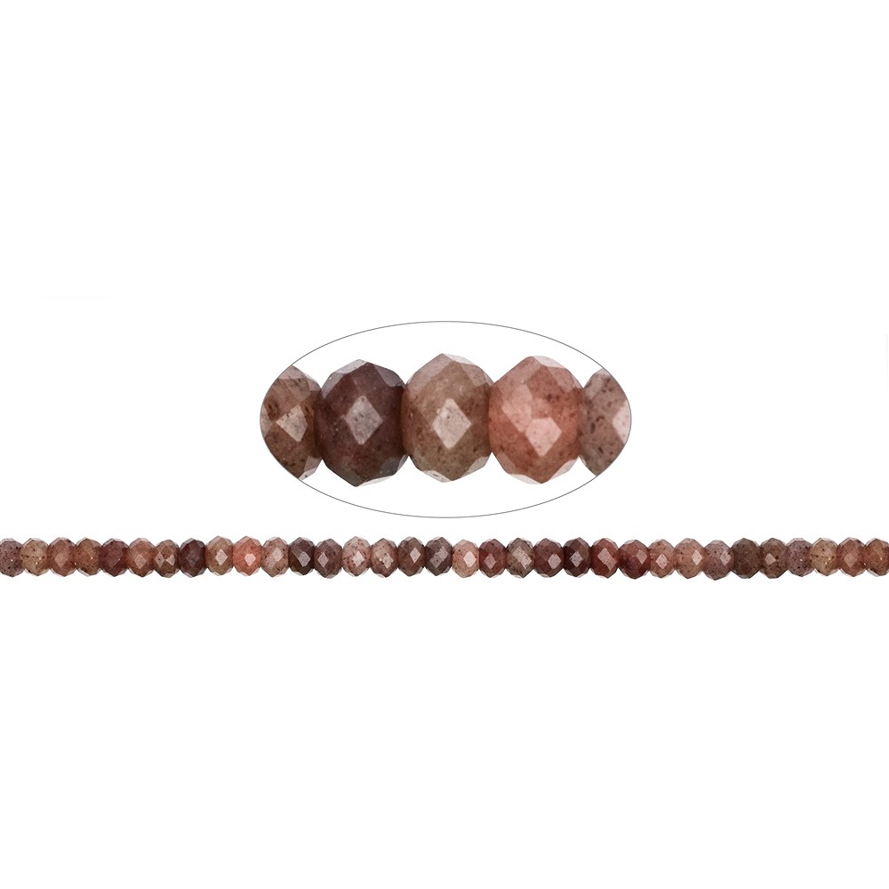 Button strand, Aventurine (red), 04 x 06mm (39cm), faceted | Marco Schreier