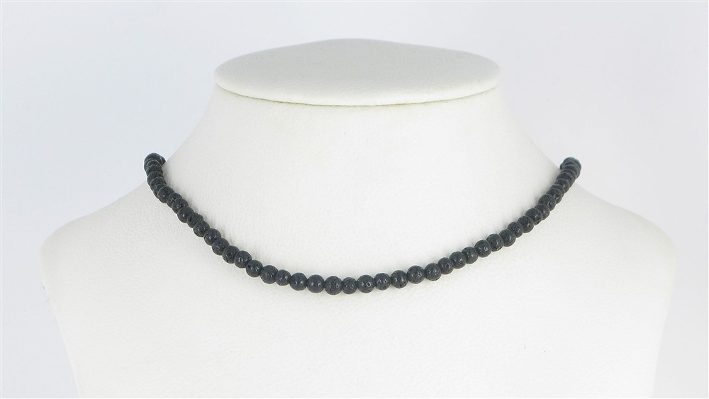 Rang de collier boules, lave polie/cirée, 04mm | Marco Schreier