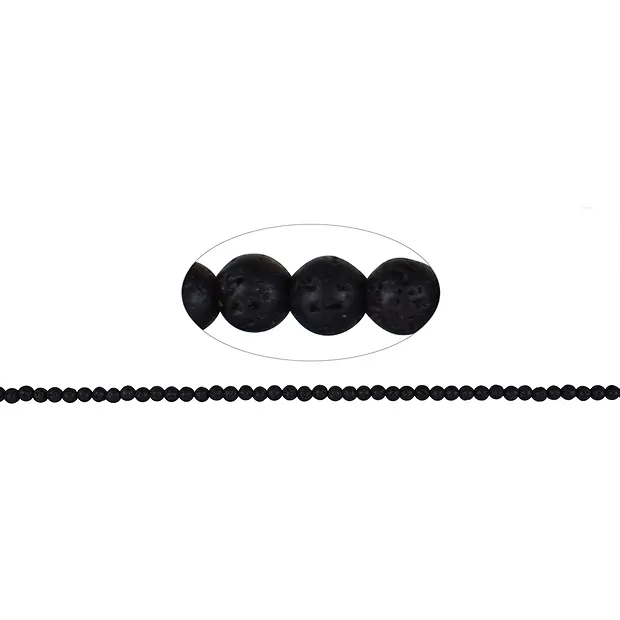 String Beads, Lava polished/waxed, 04mm | wholesaler gems & healing stones