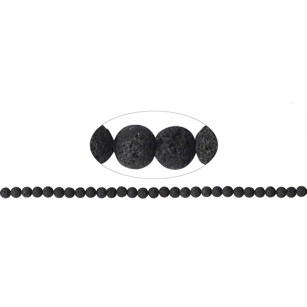 Strang Kugeln, Lava, 06mm | Schreier Großhandel Edelsteine, Heilsteine & Schmuck