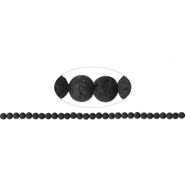 Strang Kugeln, Lava, 06mm | Schreier Großhandel Edelsteine, Heilsteine & Schmuck