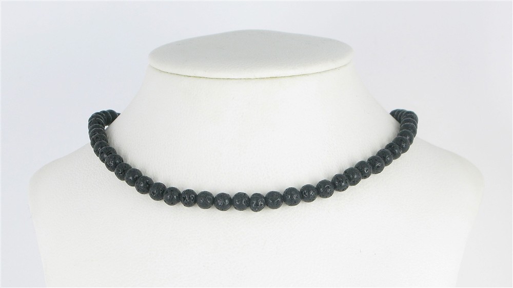 Strang Kugeln, Lava poliert/gewachst, 06mm | GH Edelsteine, Heilsteine & Schmuck