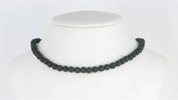 Strang Kugeln, Lava poliert/gewachst, 06mm | GH Edelsteine, Heilsteine & Schmuck