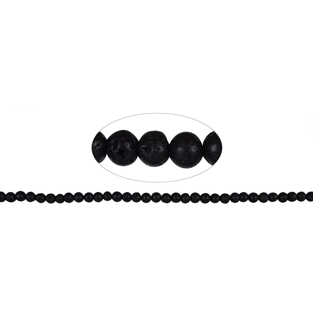 Strang Kugeln, Lava poliert/gewachst, 06mm | GH Edelsteine, Heilsteine & Schmuck