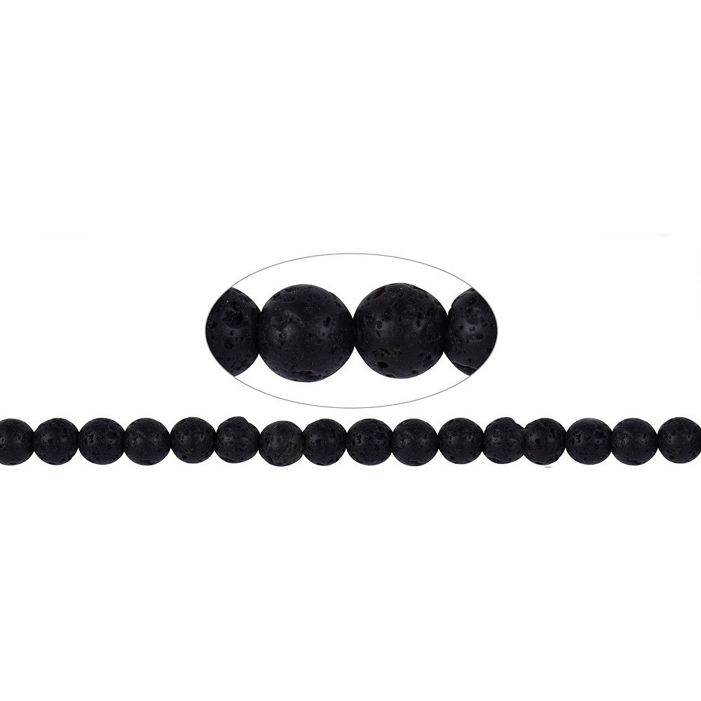 Strang Kugeln, Lava poliert/gewachst, 08mm | GH Edelsteine, Heilsteine & Schmuck