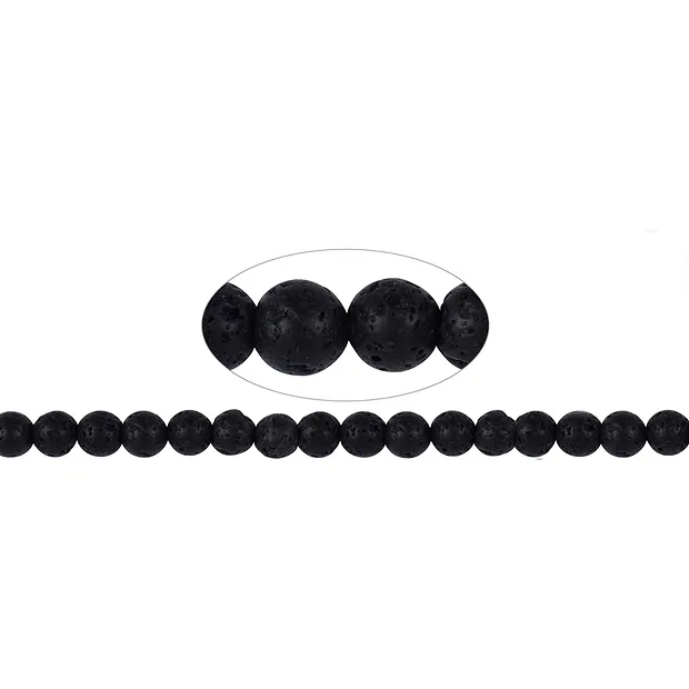 Strang Kugeln, Lava poliert/gewachst, 08mm | GH Edelsteine, Heilsteine & Schmuck