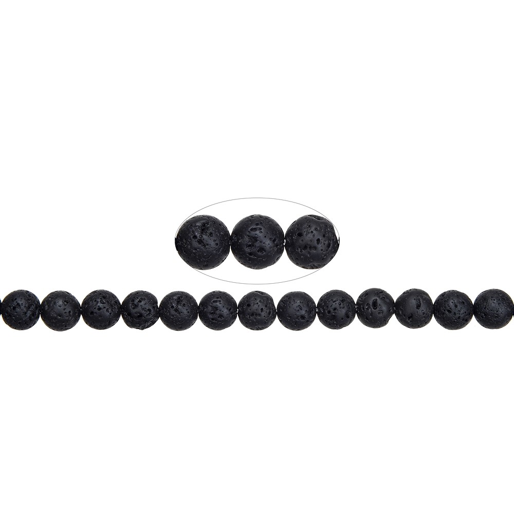 Filo di perline, lava lucidata/cerata, 10 mm | grossista gemme e pietre curative