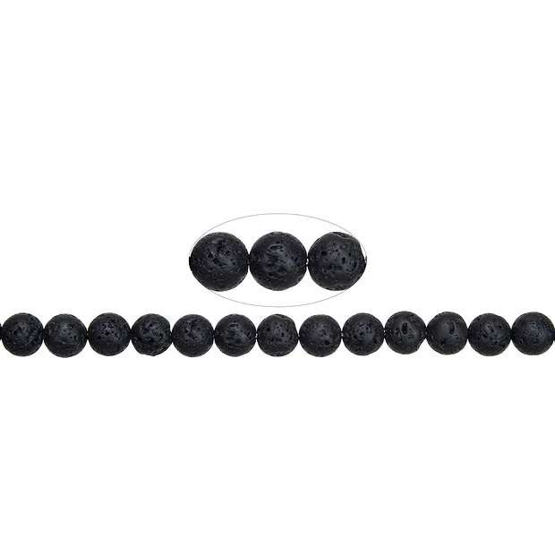 String Beads, Lava polished/waxed, 10mm | wholesaler gems & healing stones