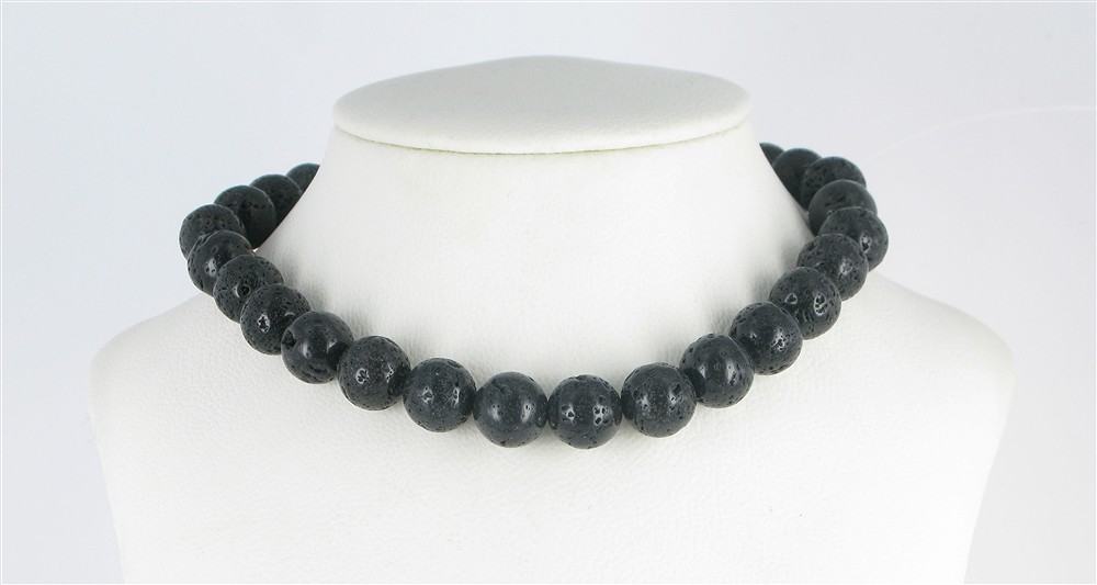 Strang Kugeln, Lava poliert/gewachst, 12mm | GH Edelsteine, Heilsteine & Schmuck