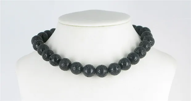 String Beads, Lava polished/waxed, 12mm | wholesaler gems & healing stones