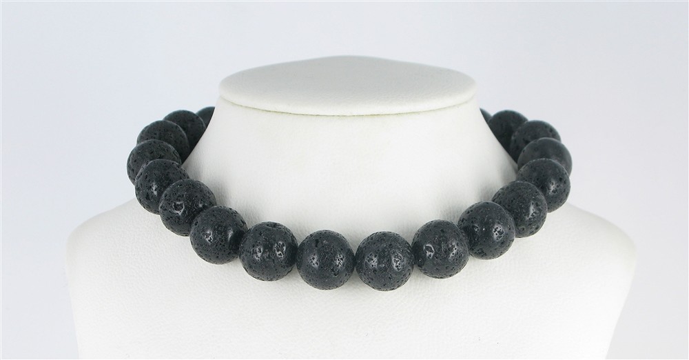 Filo di perle, lava lucidata/cerata, 16 mm | grossista gemme e pietre curative