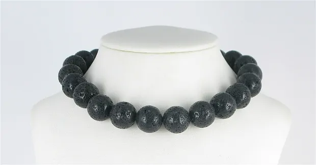 String Beads, Lava polished/waxed, 16mm | wholesaler gems & healing stones